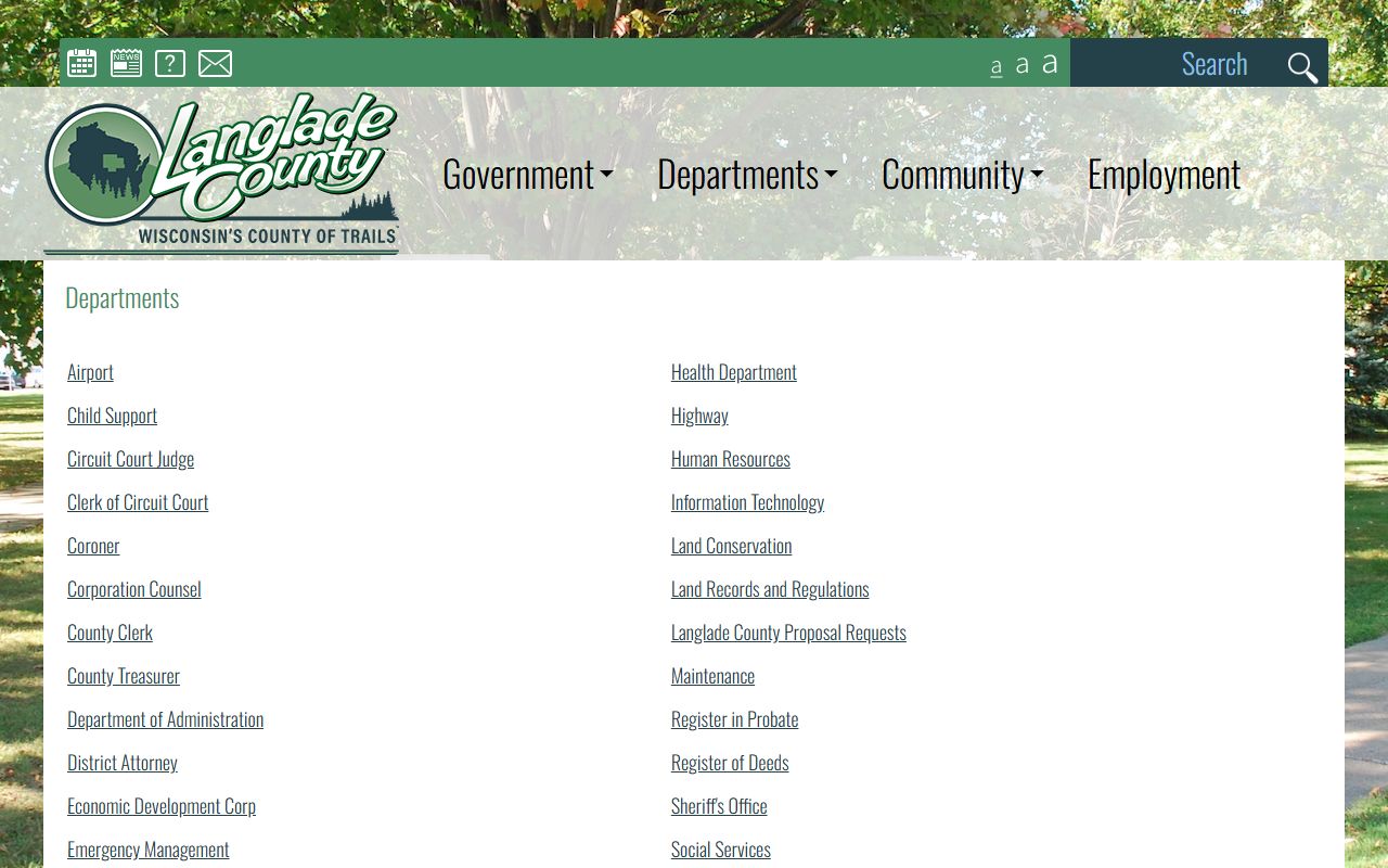 Langlade County Death Index records at the Register of Deeds