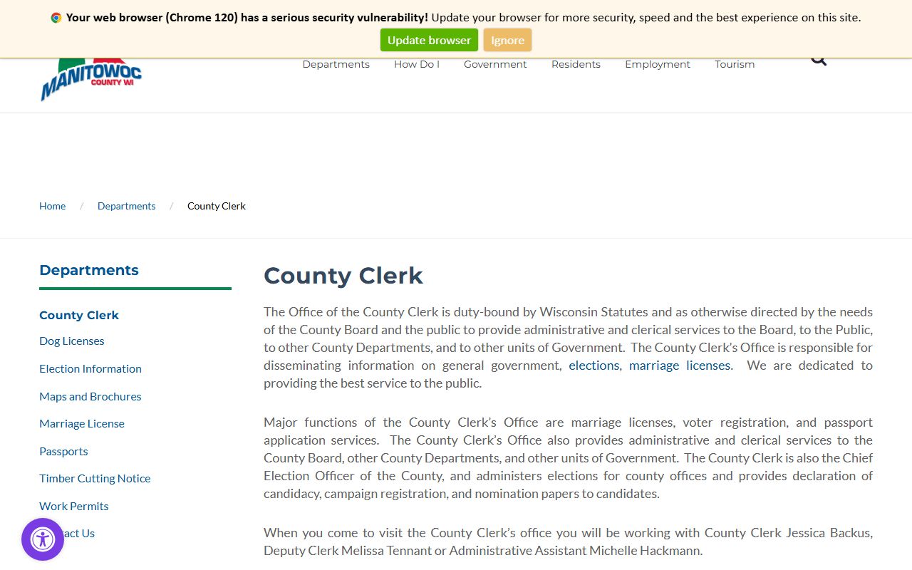 Manitowoc County Death Index County Clerk image