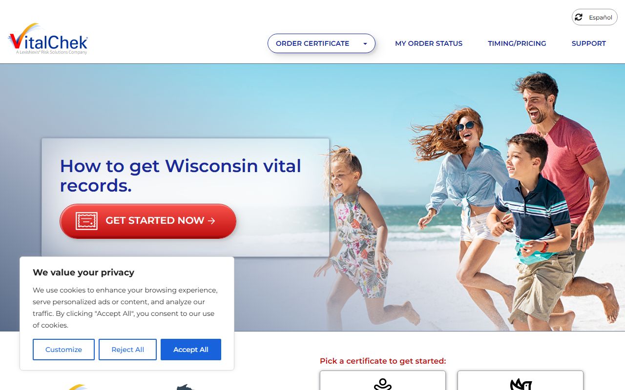 Wisconsin Death Index online ordering option