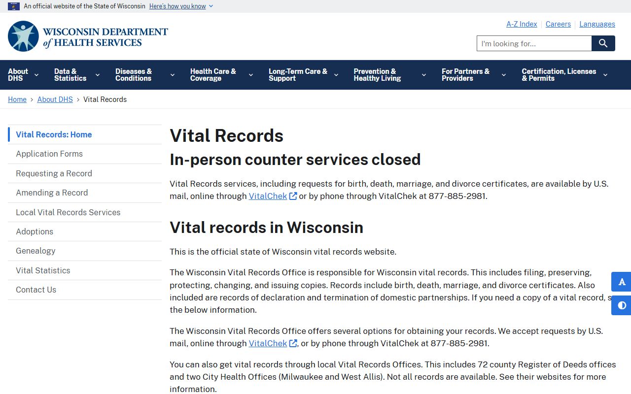 Wisconsin Death Index state vital records office